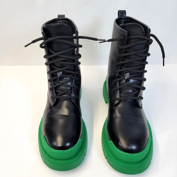 Liliana Combat Boots Womens Size 10 Black Green Lace Up Chunky Platform Grunge - Picture 5 of 16